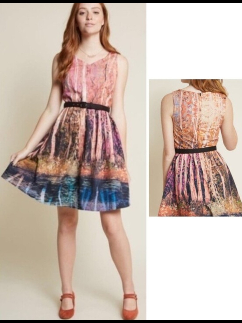 Modcloth Autumn Landscape Dress, Size M